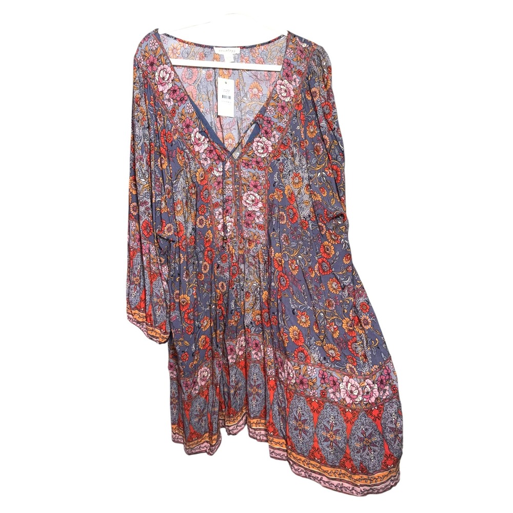 Aveology NWT Jolene Floral Boho Tunic Dress Plus Size 22/24 Viscose Peasant